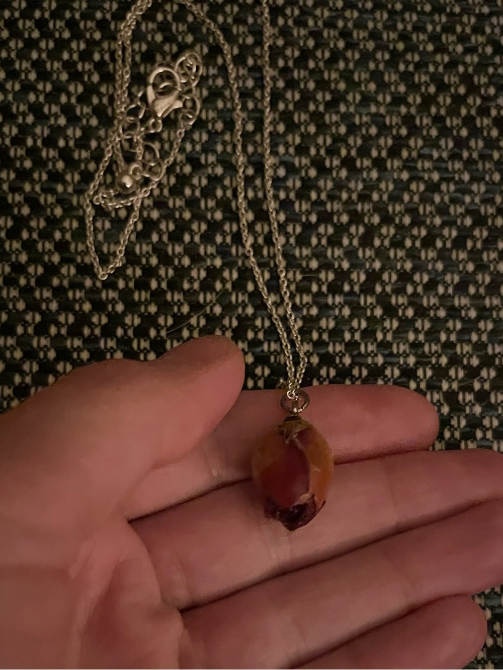 REAL Preserved Rosebud Pendant Necklace with Silver Chain - Picture 9 of 11